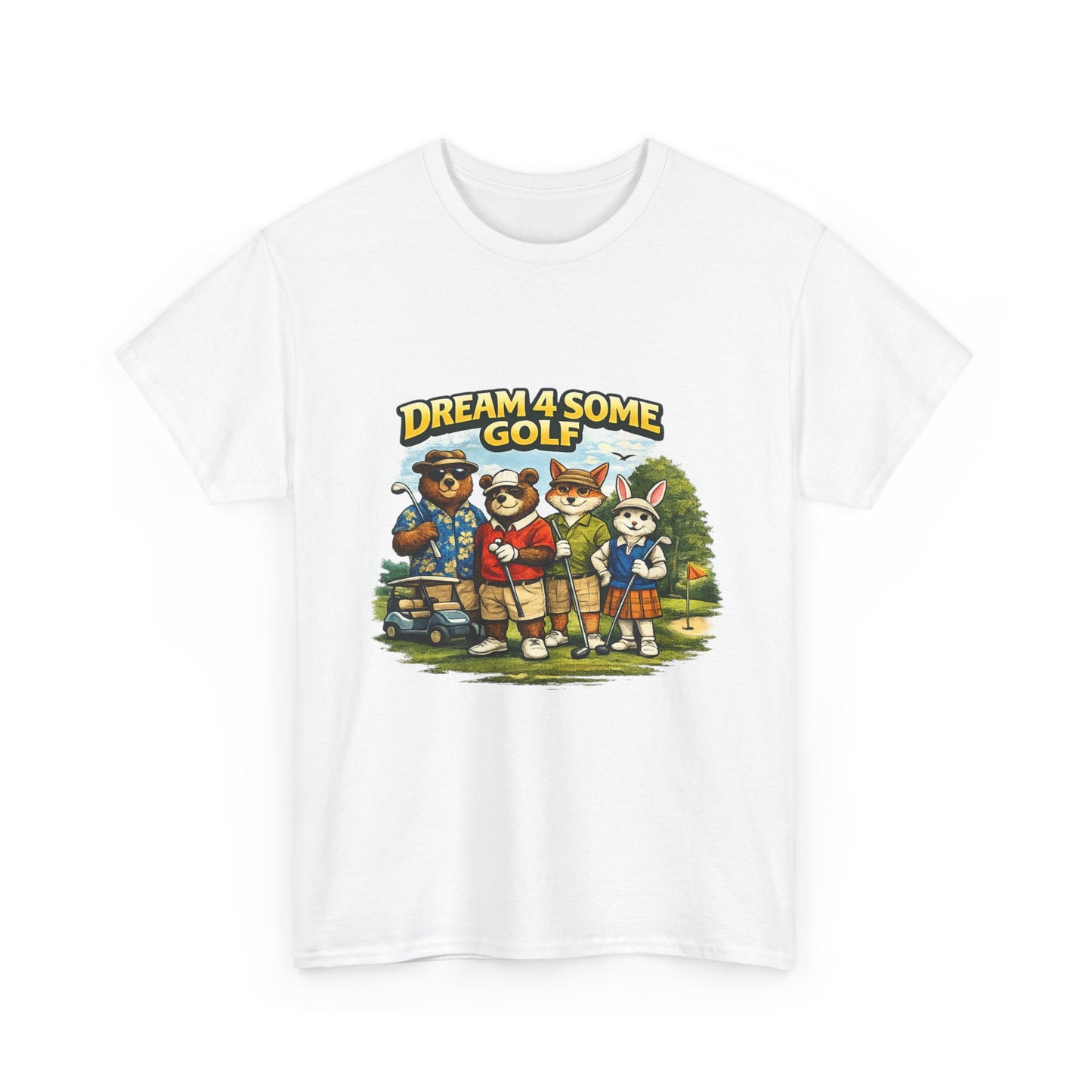 Golf Animal Crew T‑Shirt — "Dream 4 Some Golf" Vintage Cartoon Golfers Tee