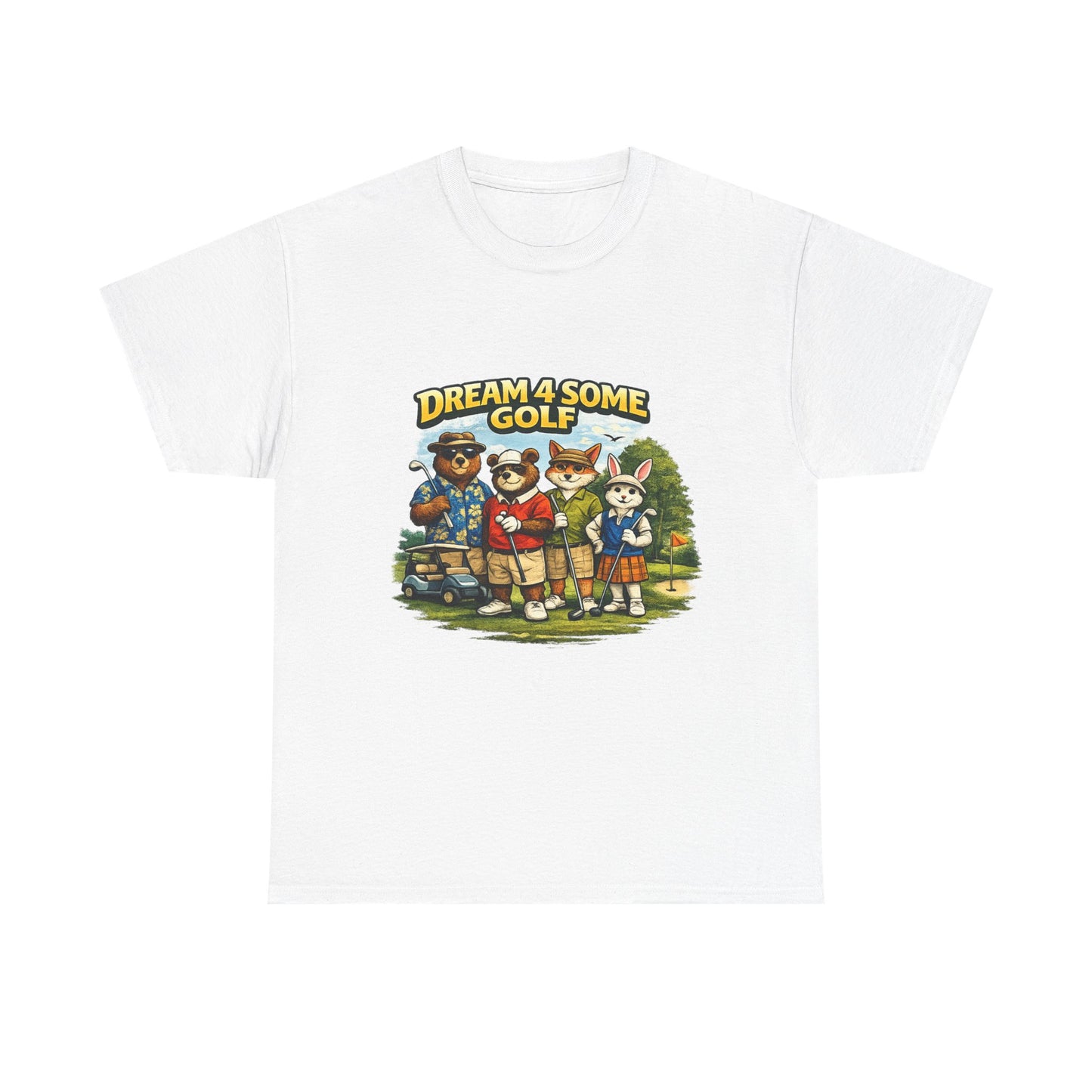 Golf Animal Crew T‑Shirt — "Dream 4 Some Golf" Vintage Cartoon Golfers Tee